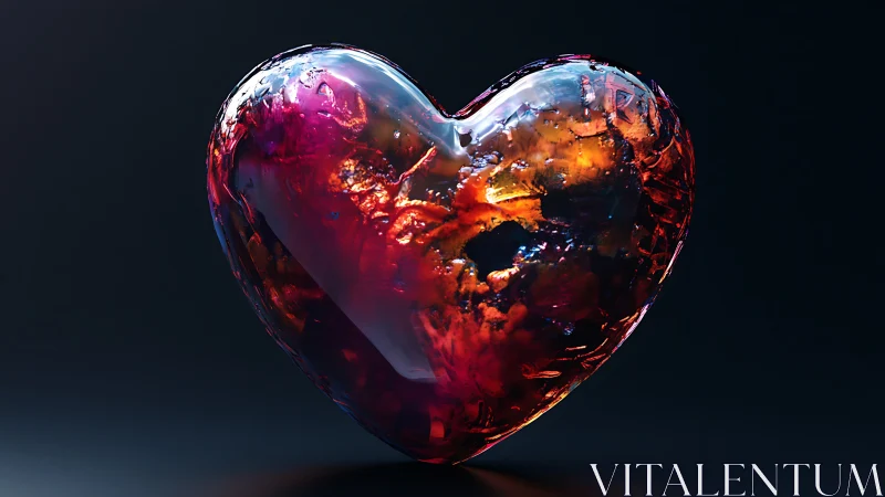 Molten Passion: Crystal Heart Ablaze with Crimson Fire.