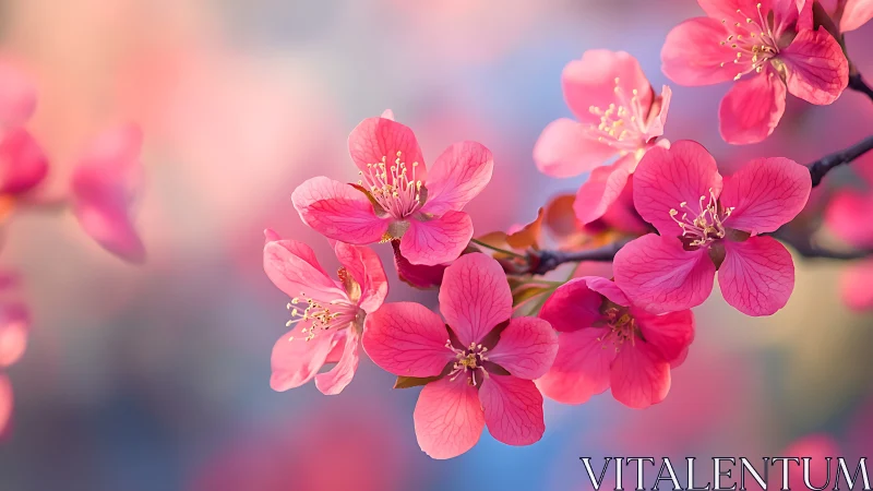 Pink Crabapple Blossoms: Macro Floral Study with Shallow Depth of Field
