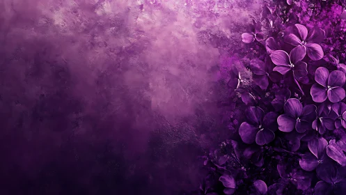 Purple Floral Composition with Atmospheric Gradient and Textural Depth