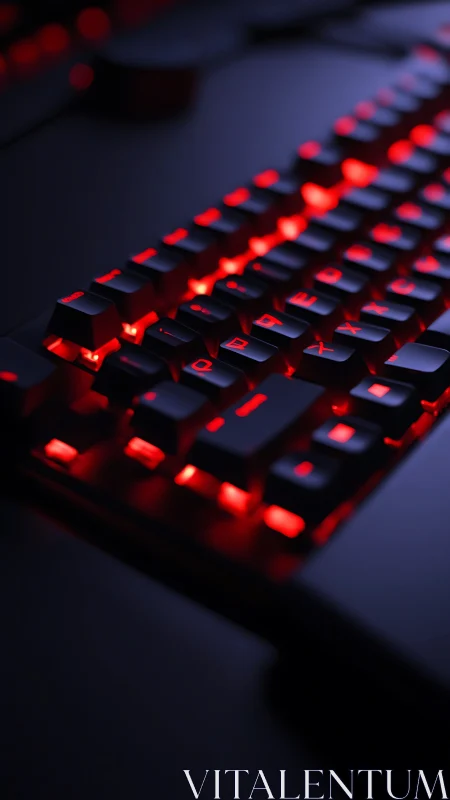 Mechanical gaming keyboard glows with vivid red backlight.