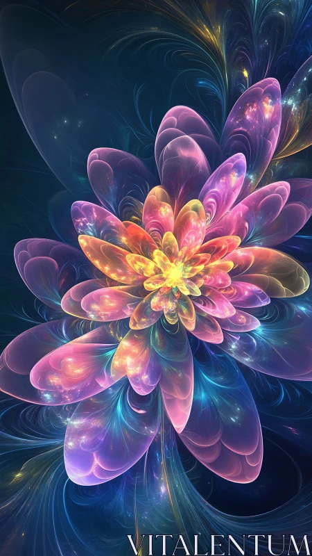 Fractal nebula blossom radiates luminous cosmic petals.