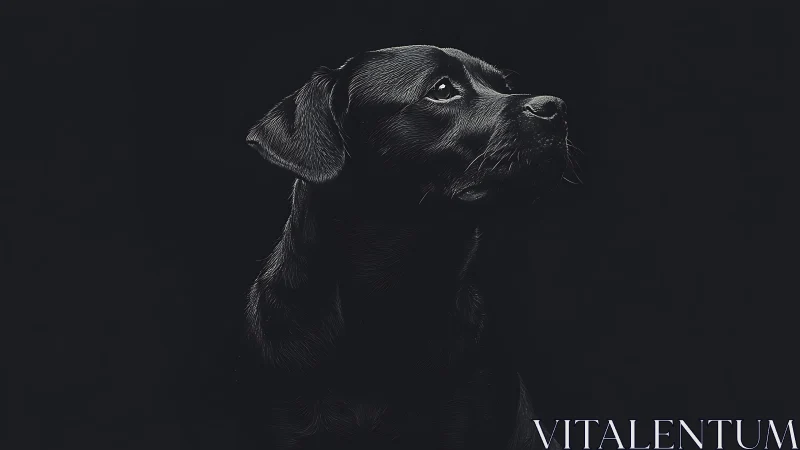 Black dog profile portrait in low key side lighting.