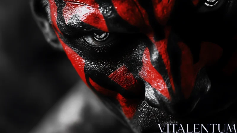 Crimson warpaint carves a ruthless mask of brooding menace.