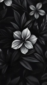 Monochromatic Botanical Study: High-Contrast Floral Petals with Detailed Vein Rendering