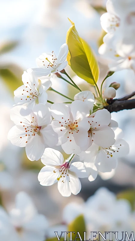 White Spring Blossoms Capture Sunlight's Pure Warmth