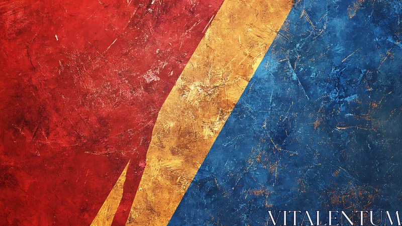 Triad of bold colors carving lightning through texture.