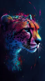 Chromatic cheetah profile in high-saturation neon spectrum.