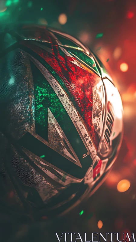 Close-up digital render of worn patterned football surface.