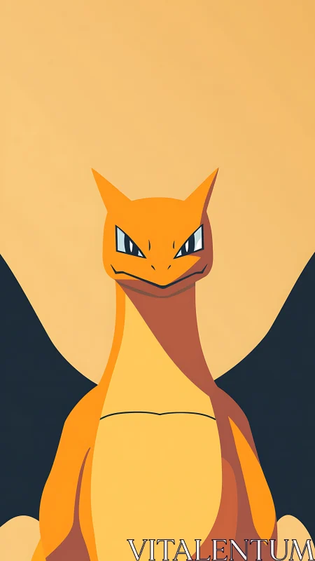 Charizard minimal portrait with bold flat color fields.