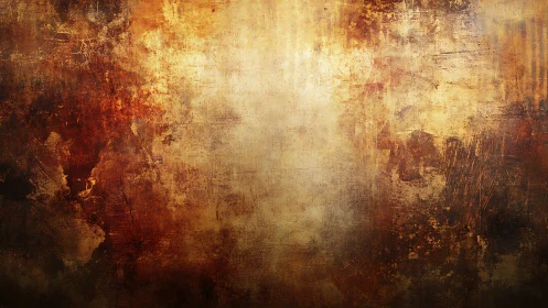 Textured rust and ochre abstract with distressed patina field.