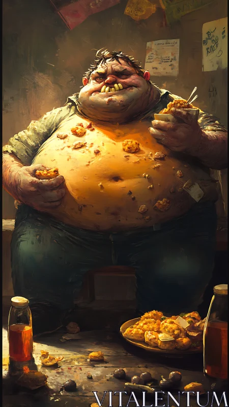 Messy muffin break with a delightfully satisfied snacker.