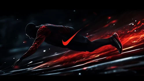 Electric runner slices through glowing night with fierce speed