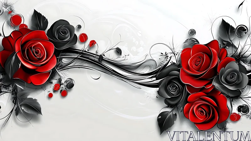 Crimson & Ebony: Digital Rose Symphony in Bloom.