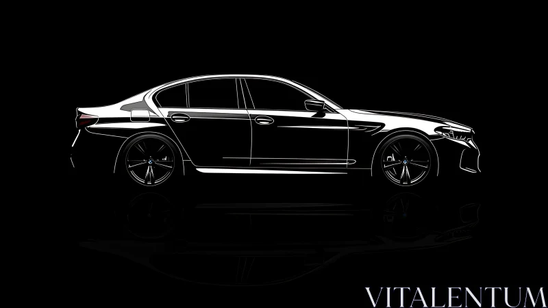Sleek performance sedan outlined in minimalist neon light.