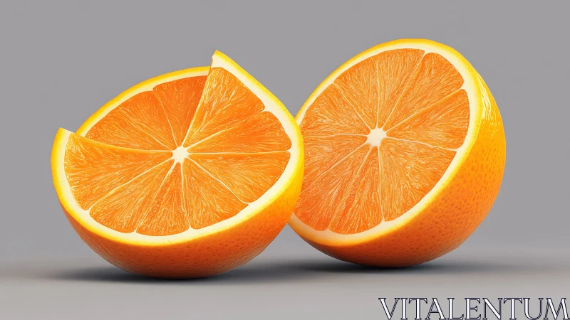 Clever orange halves pose like glossy twin sunrise moons