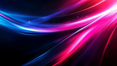 Digital painting of neon light trails in dynamic diagonal flow.