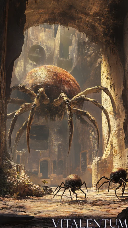 Colossal rusted spiders reclaim the sunken stone citadel