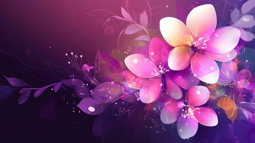 Luminous Petals Dance Through Neon Nebulas.