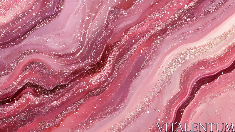 Glittering rose marble waves in abstract flowing motion.