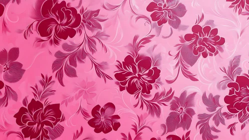 Magenta Floral Wallpaper Pattern with Layered Botanical Blooms