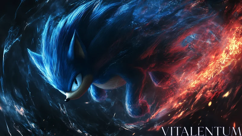 High-velocity blue hedgehog in dual-spectrum energy vortex