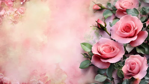 Pink Roses Frame: Soft Floral Elegance and Romantic Beauty