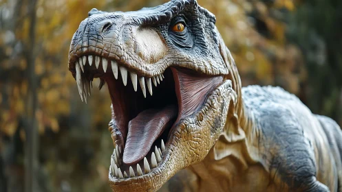 Predatory theropod close-up with detailed cranial morphology.