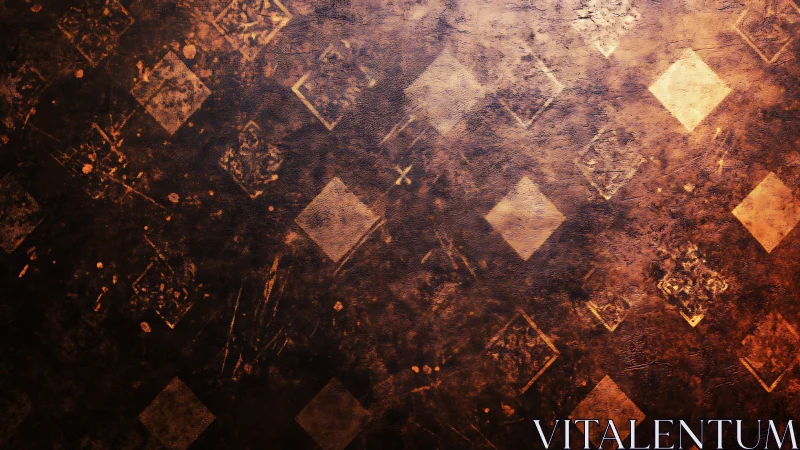 Burnished diamond lattice over distressed bronze field.