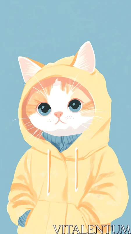 Cozy Cat in Yellow Hoodie.