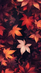 Glowing autumn leaves drift gently across a dusky forest