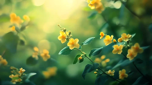 Delicate Yellow Blossoms Dancing in Soft Sunlight