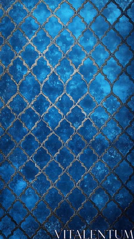 Shimmering blue lattice pattern with soft vintage charm.