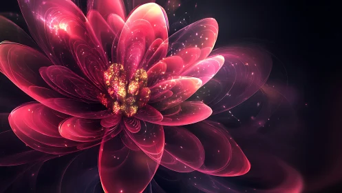 Luminous fractal flower blooms in deep cosmic darkness.