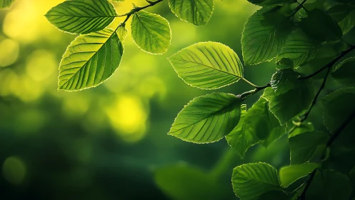Backlit beech foliage with microvascular texture mapping.
