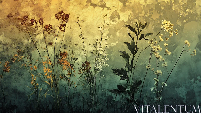 Botanical subjects arranged against graded atmosphere with chromatic transition