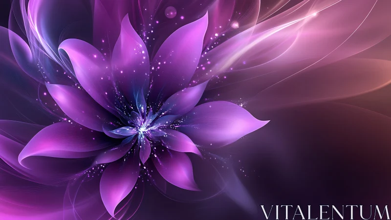 Luminescent violet fractal flower with radiant particle bloom.