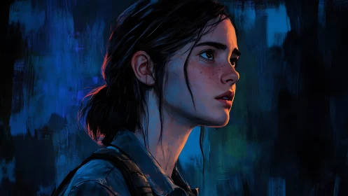 Young survivor profile glows against deep blue painted night