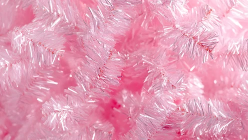 Shimmering pink tinsel swirls in a dreamy festive cloud.
