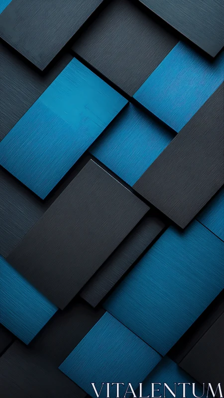 Layered blue and black rectangular panels form geometric grid