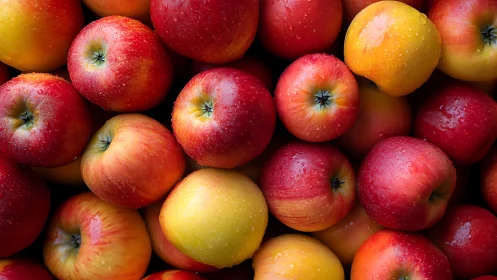 Fresh wet apples fill tight vibrant harvest frame.