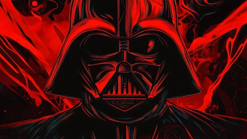 Powerful dark figure glows against a blazing red storm