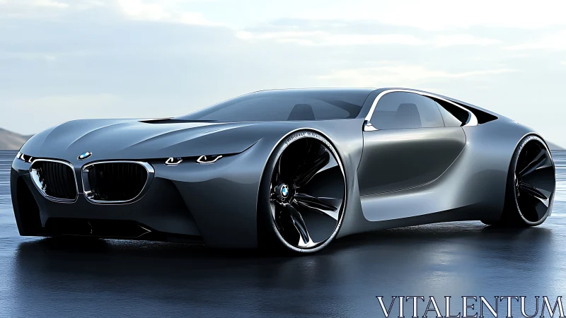 3D hypercar concept with fluid aerodynamics and chrome detailing.