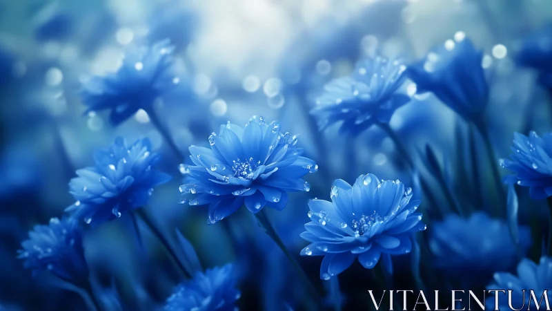 Dewdrop-Laden Floral Cluster with Shallow Depth Field Rendering.