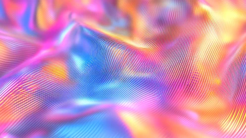 Iridescent abstract wave field with fine linear gradients.