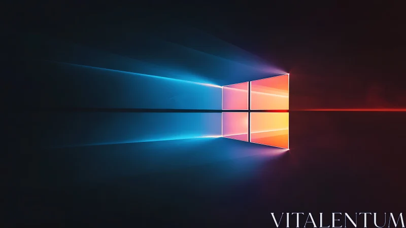 Color-split glowing window casting light into the dark.