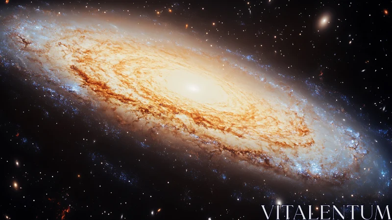 Edge-on barred spiral galaxy with radiant stellar core in dust