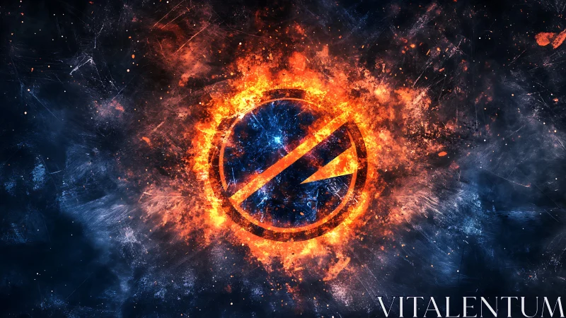 Thermonuclear energy emblem amid fractal plasma detonation.