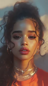 Soft sunset glow on a dreamy, golden-lit portrait.