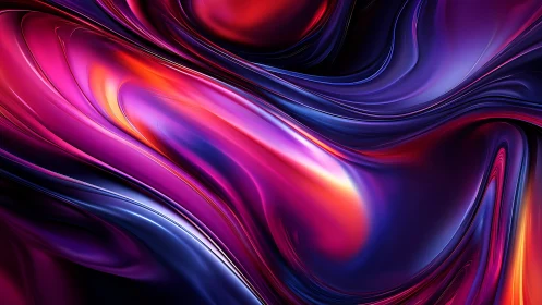 Luminous magenta waves in flowing abstract 3D ribbons.