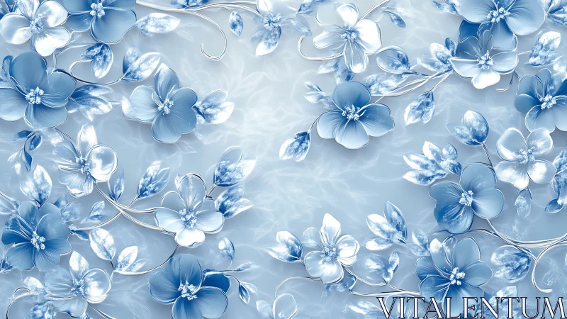 Crystalline Blue Floral Composition with Translucent Petals.